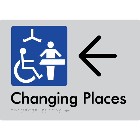 Changing Places with Large Directional Arrow (Certification Required) - Braille Tactile Signs Aust.