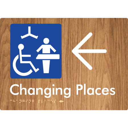 Changing Places with Large Directional Arrow (Certification Required) - Braille Tactile Signs Aust.