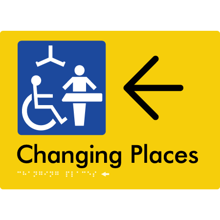 Changing Places with Large Directional Arrow (Certification Required) - Braille Tactile Signs Aust.