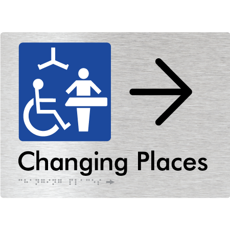 Changing Places with Large Directional Arrow (Certification Required) - Braille Tactile Signs Aust.