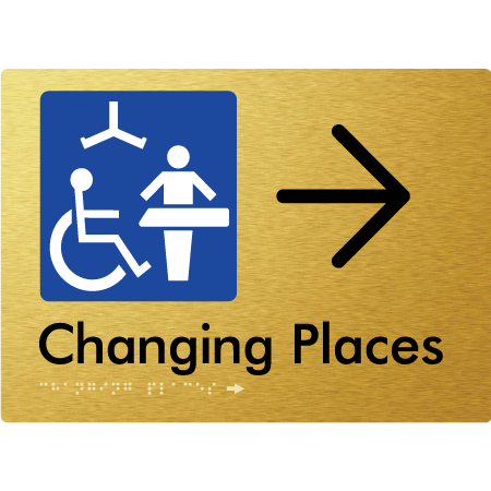 Changing Places with Large Directional Arrow (Certification Required) - Braille Tactile Signs Aust.