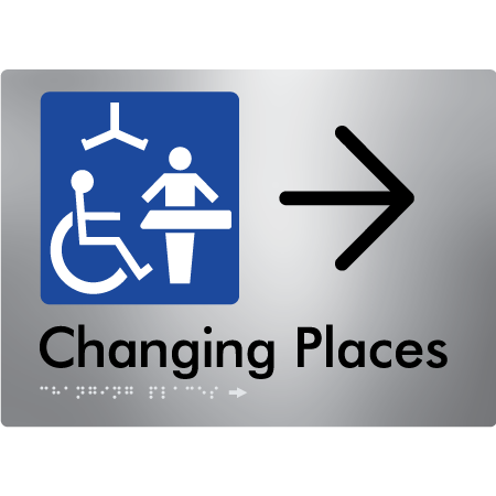 Changing Places with Large Directional Arrow (Certification Required) - Braille Tactile Signs Aust.
