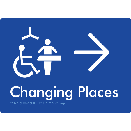 Changing Places with Large Directional Arrow (Certification Required) - Braille Tactile Signs Aust.
