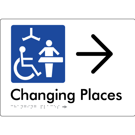 Changing Places with Large Directional Arrow (Certification Required) - Braille Tactile Signs Aust.