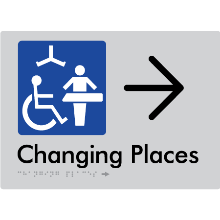 Changing Places with Large Directional Arrow (Certification Required) - Braille Tactile Signs Aust.