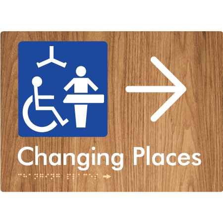 Changing Places with Large Directional Arrow (Certification Required) - Braille Tactile Signs Aust.
