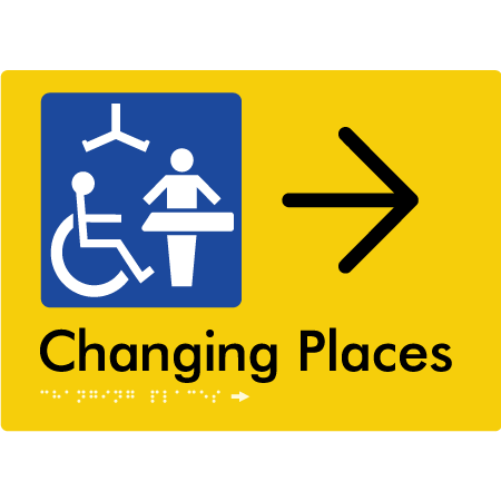 Changing Places with Large Directional Arrow (Certification Required) - Braille Tactile Signs Aust.
