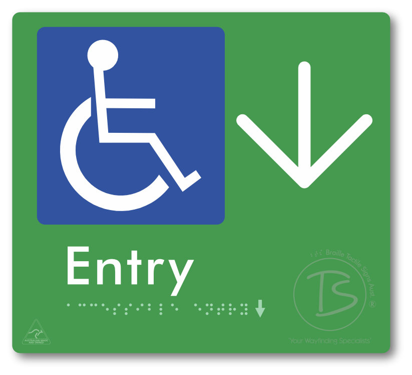 Accessible Entry with Large Directional Arrow