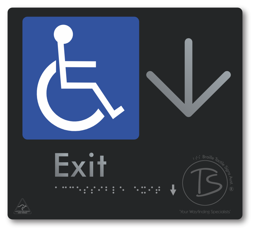 Accessible Exit with Large Directional Arrow