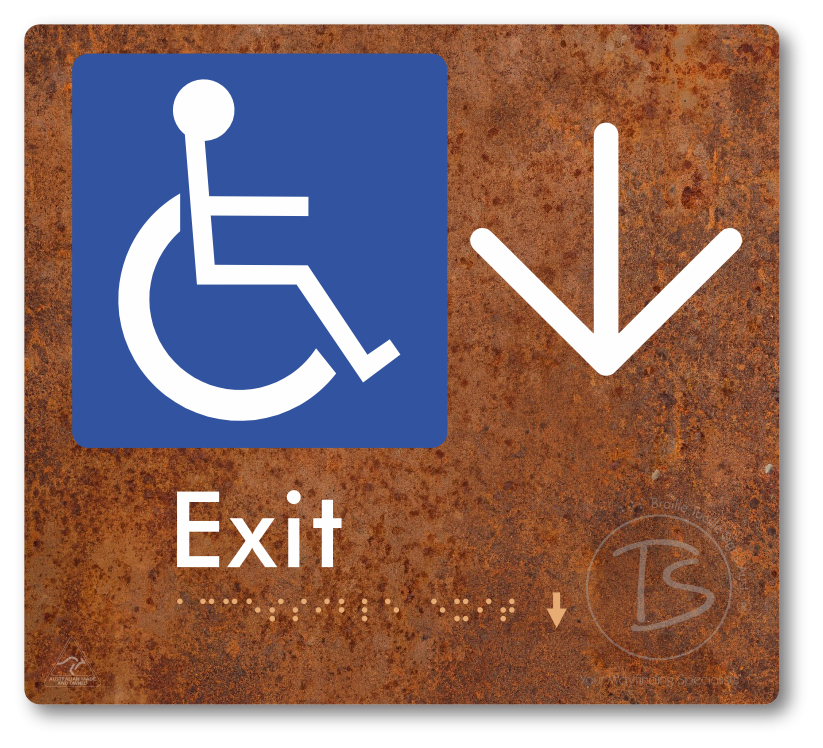 Accessible Exit with Large Directional Arrow