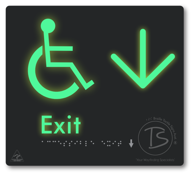 Accessible Exit with Large Directional Arrow