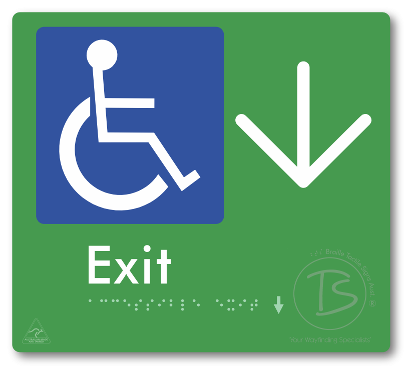 Accessible Exit with Large Directional Arrow