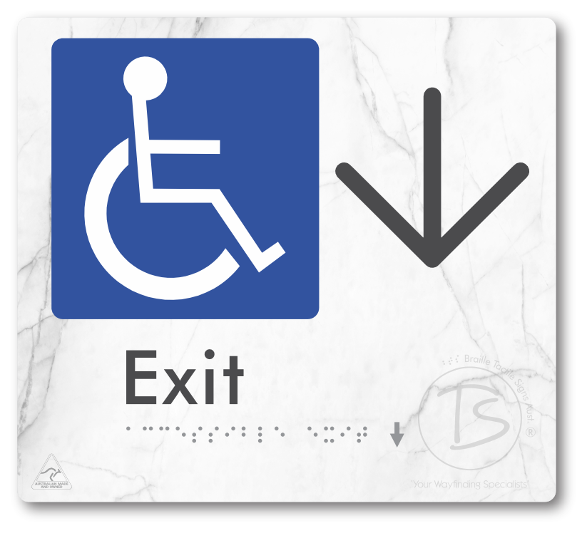 Accessible Exit with Large Directional Arrow