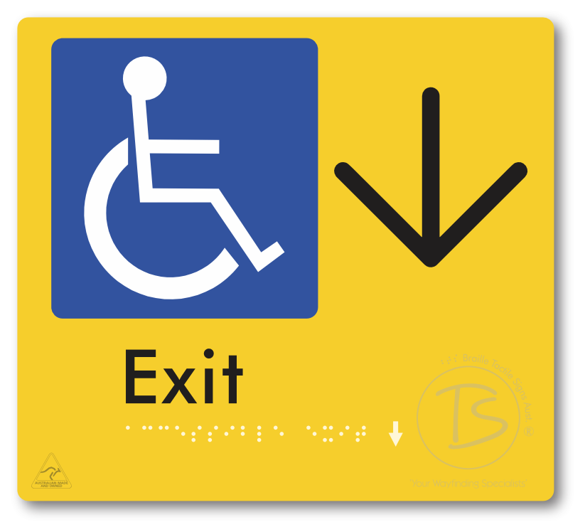 Accessible Exit with Large Directional Arrow