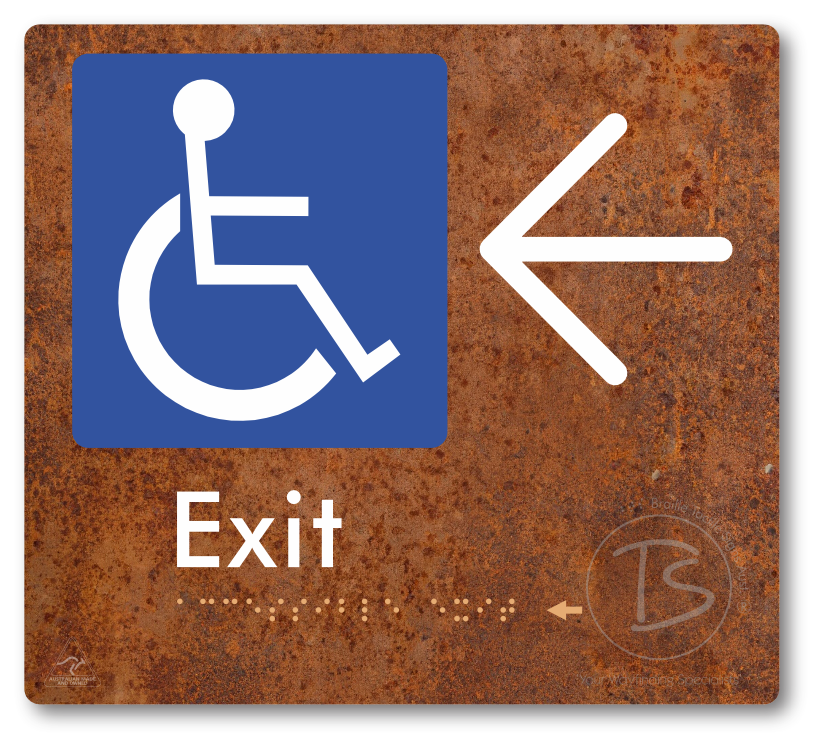 Accessible Exit with Large Directional Arrow