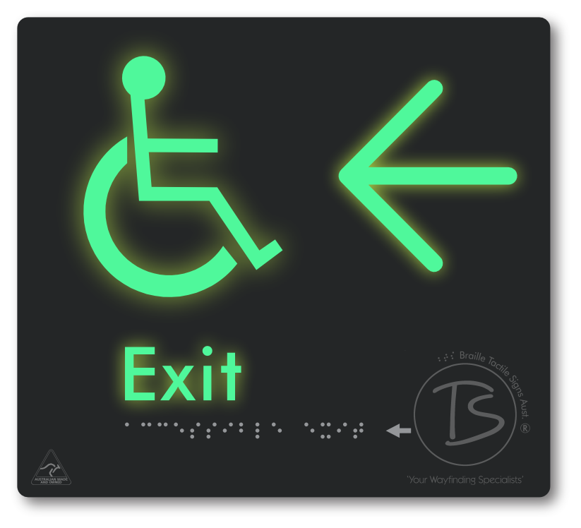 Accessible Exit with Large Directional Arrow