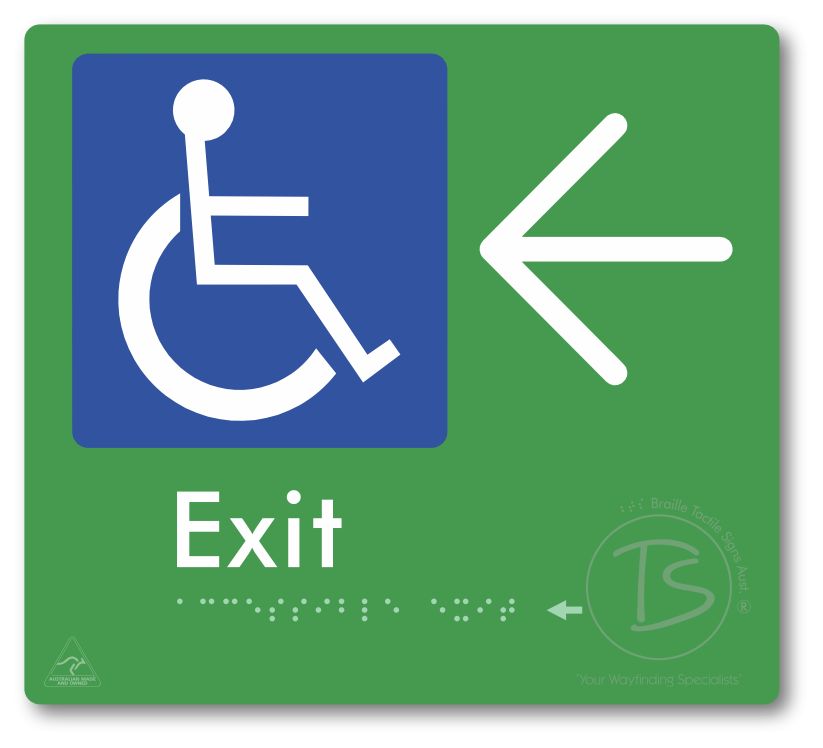 Accessible Exit with Large Directional Arrow