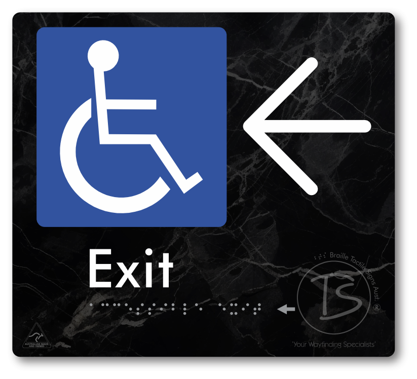 Accessible Exit with Large Directional Arrow