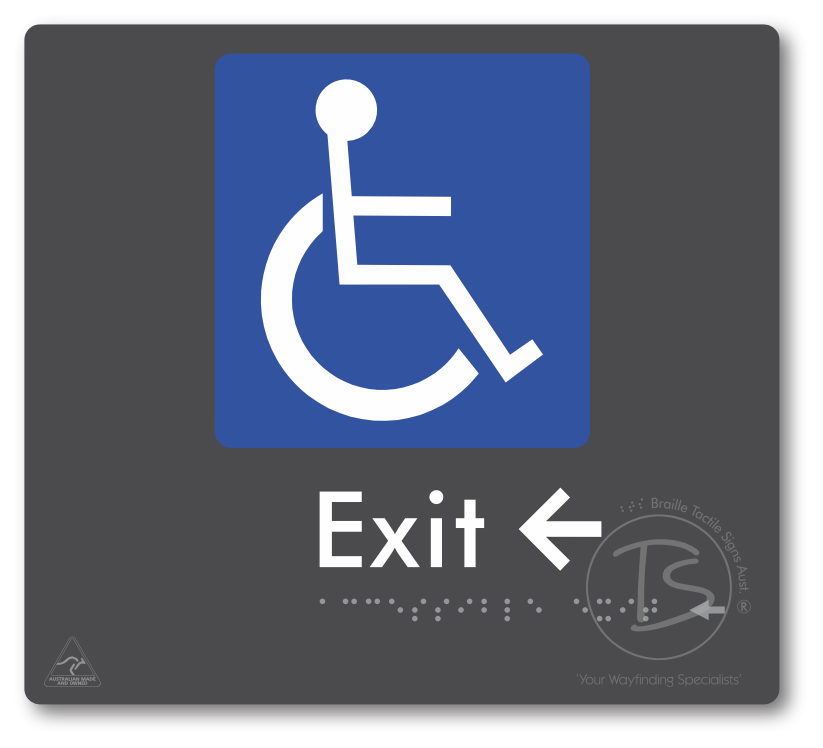 Accessible Exit with Small Directional Arrow