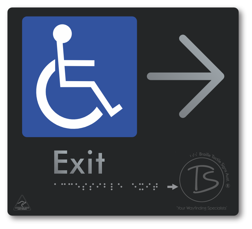 Accessible Exit with Large Directional Arrow