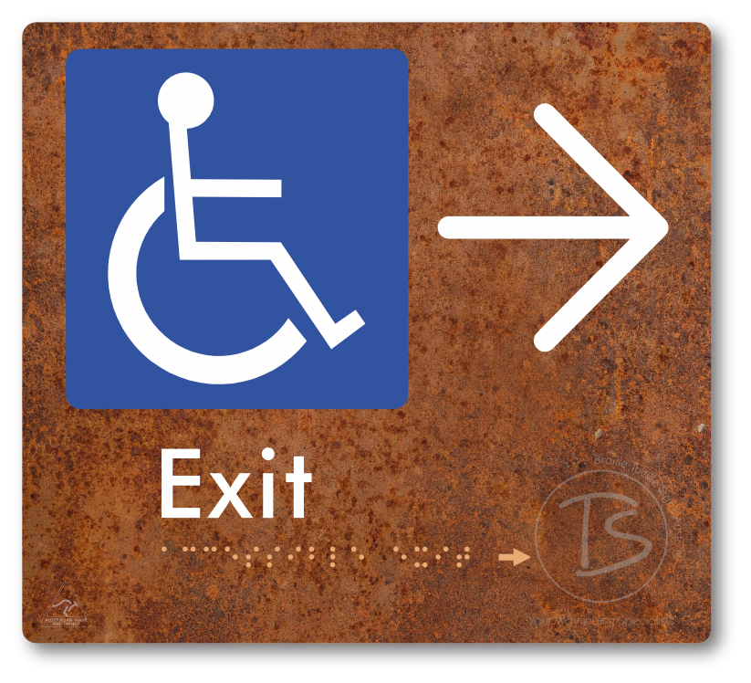 Accessible Exit with Large Directional Arrow