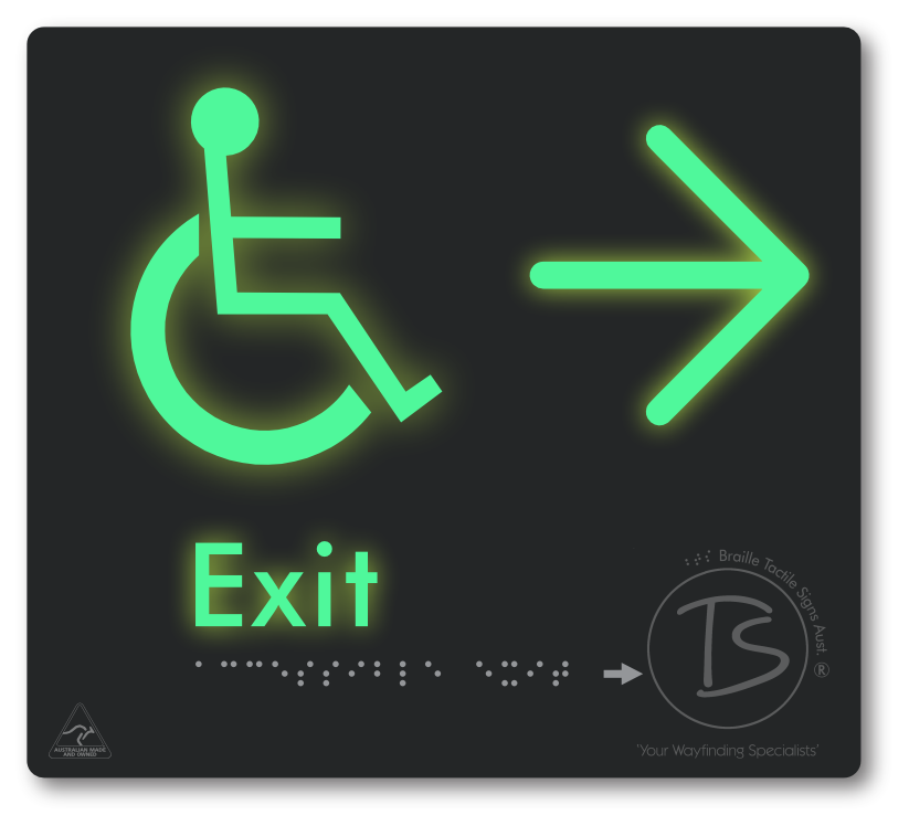 Accessible Exit with Large Directional Arrow