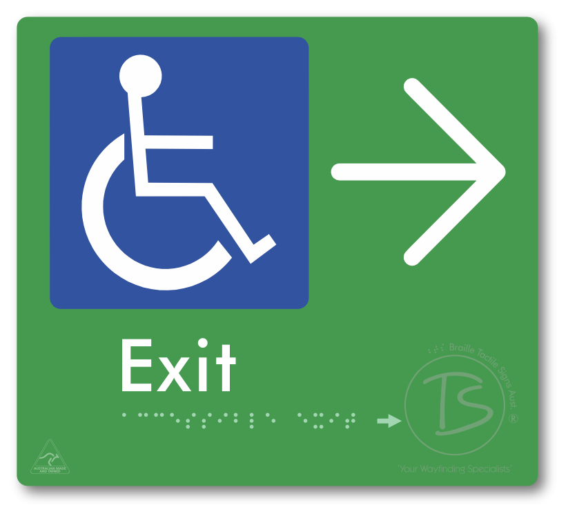 Accessible Exit with Large Directional Arrow