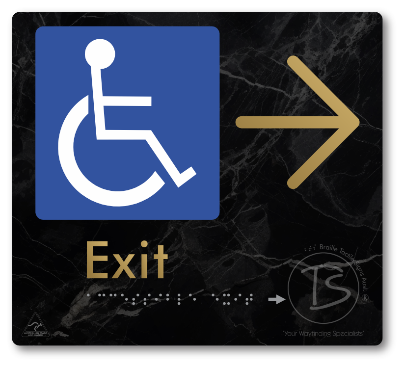Accessible Exit with Large Directional Arrow