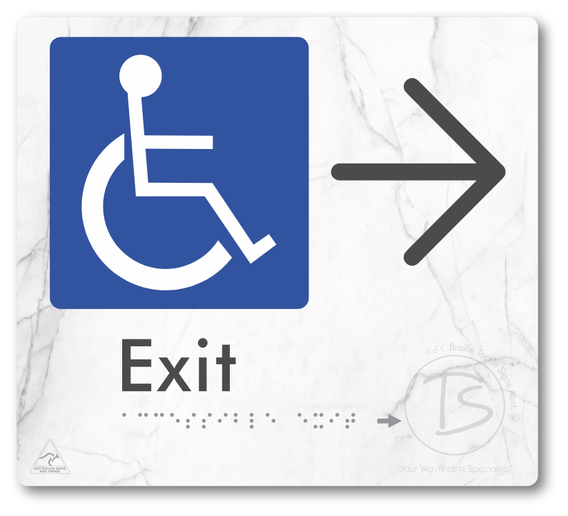 Accessible Exit with Large Directional Arrow