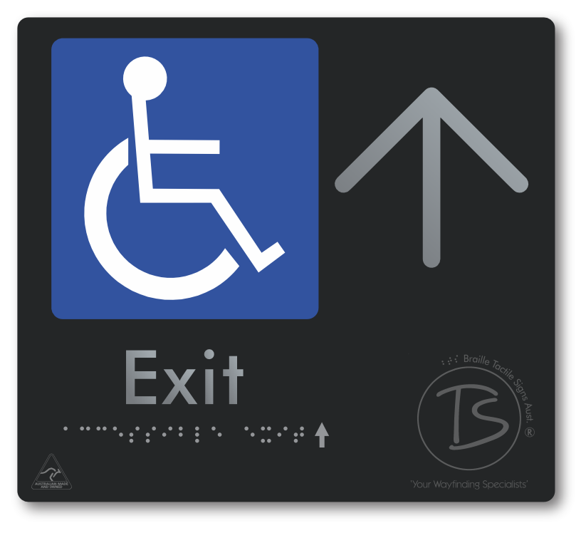 Accessible Exit with Large Directional Arrow