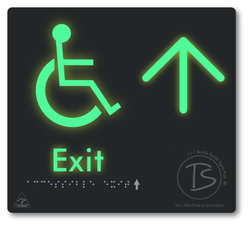 Accessible Exit with Large Directional Arrow
