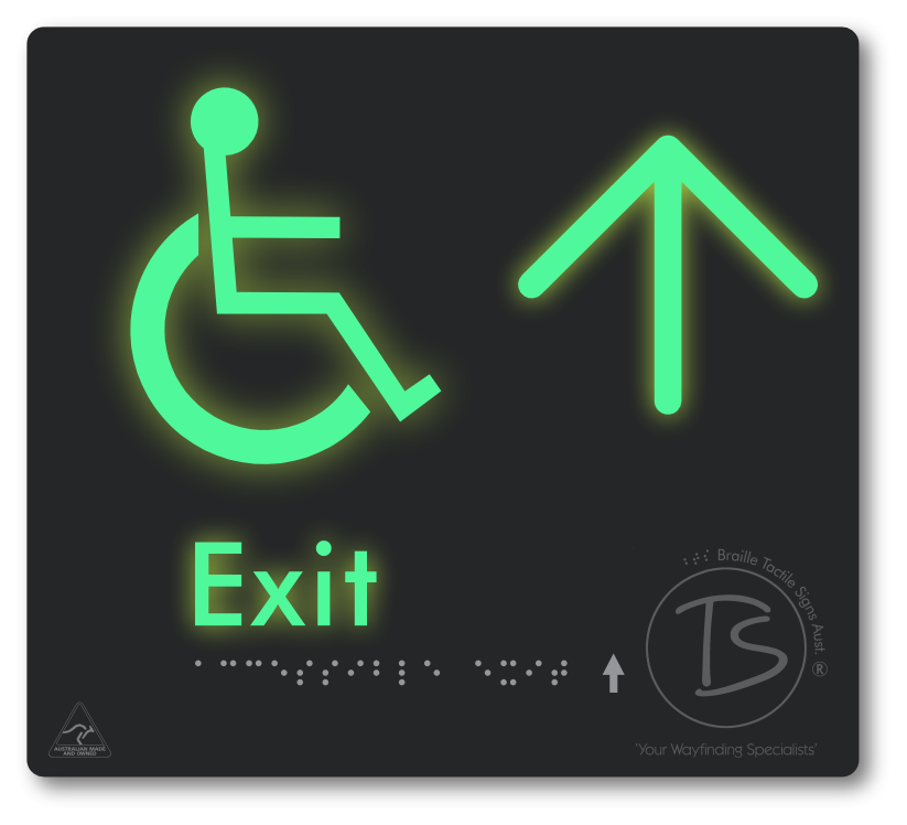 Accessible Exit with Large Directional Arrow