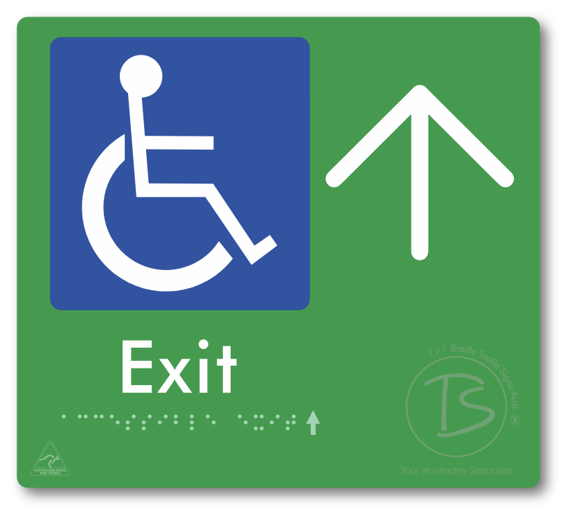Accessible Exit with Large Directional Arrow