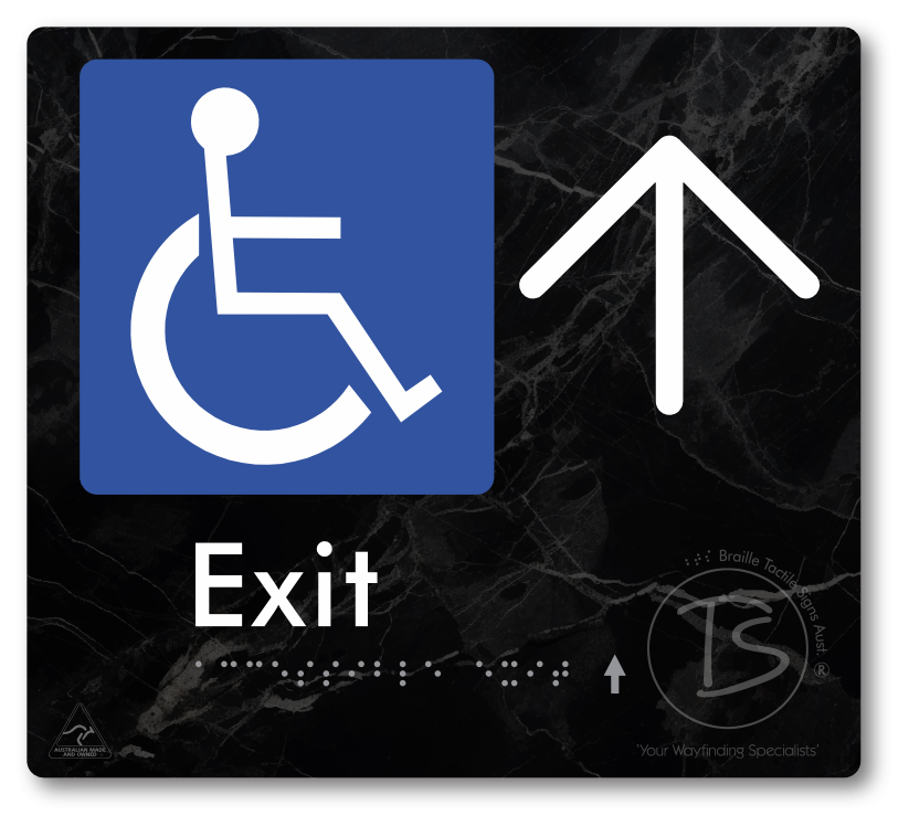 Accessible Exit with Large Directional Arrow