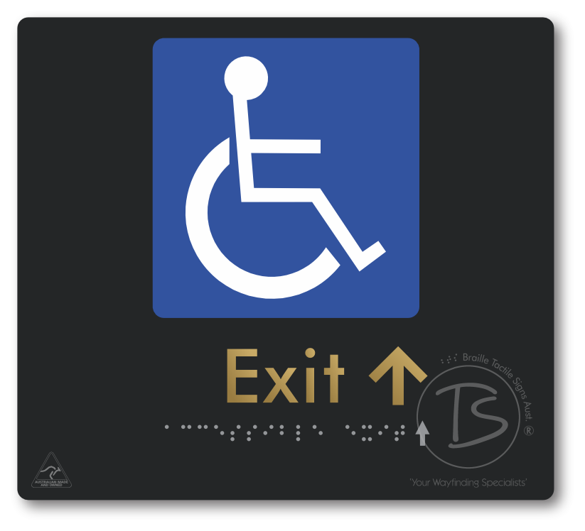 Accessible Exit with Small Directional Arrow