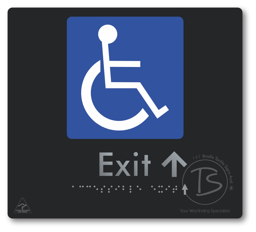 Accessible Exit with Small Directional Arrow