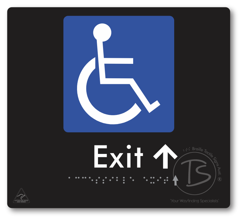 Accessible Exit with Small Directional Arrow