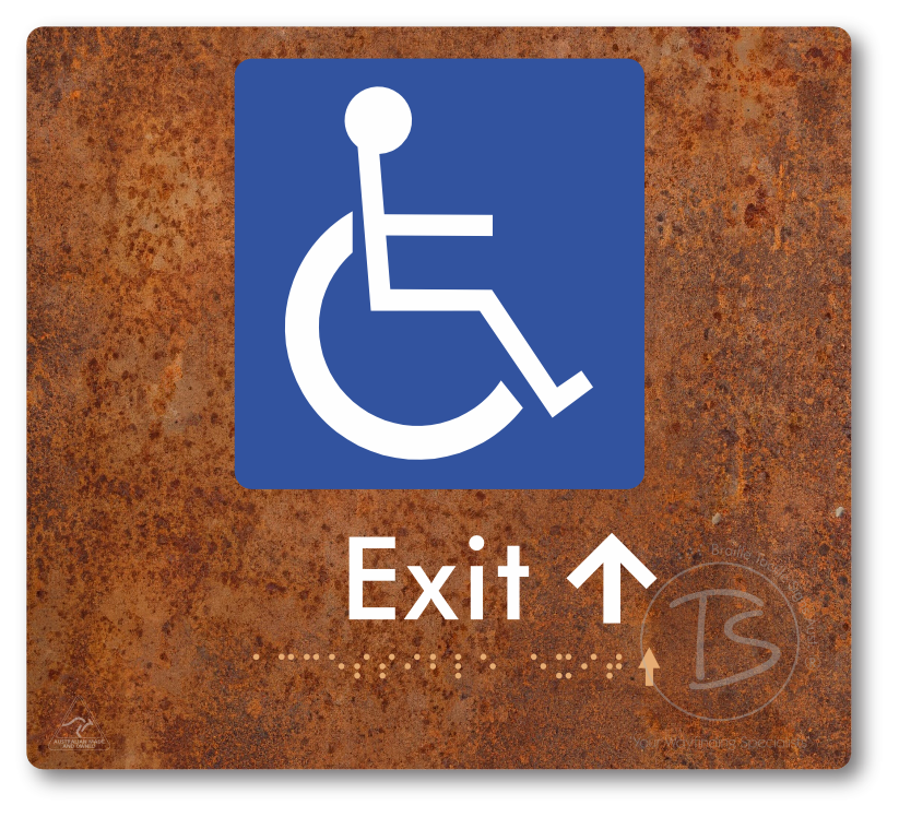 Accessible Exit with Small Directional Arrow