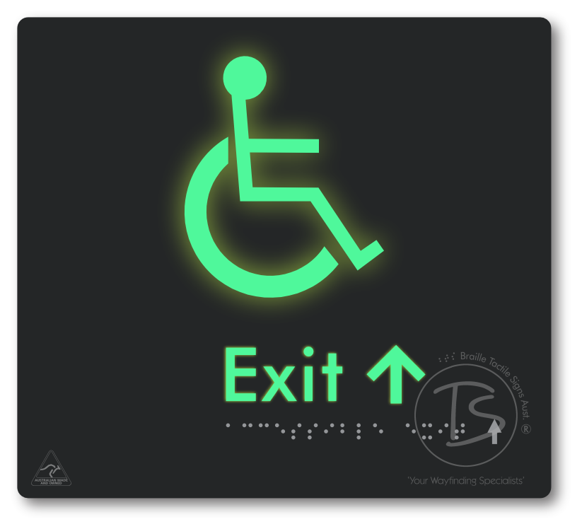 Accessible Exit with Small Directional Arrow