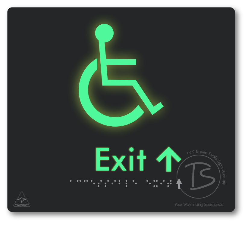 Accessible Exit with Small Directional Arrow