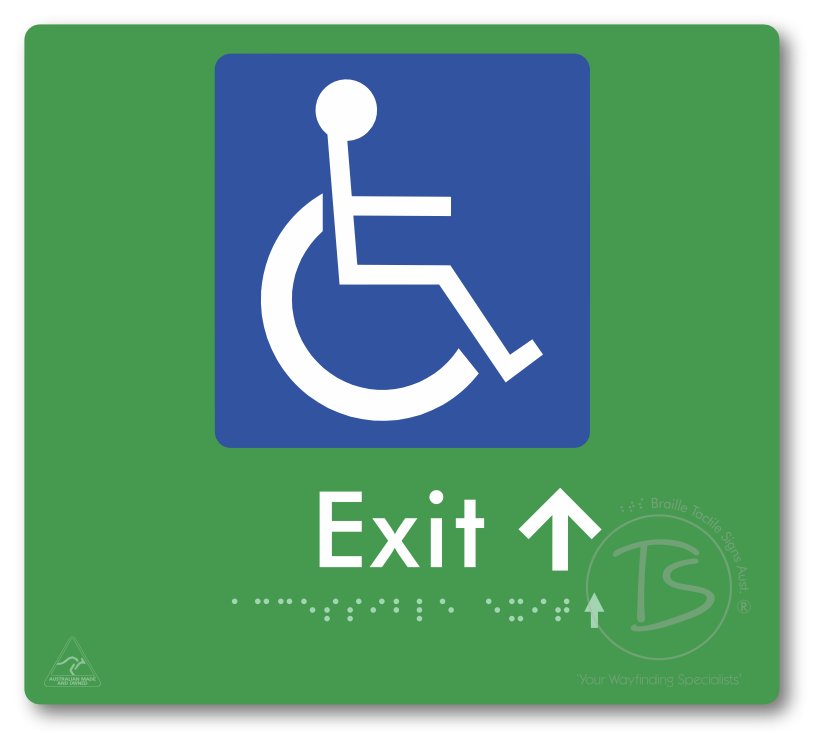 Accessible Exit with Small Directional Arrow