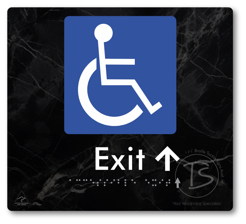 Accessible Exit with Small Directional Arrow