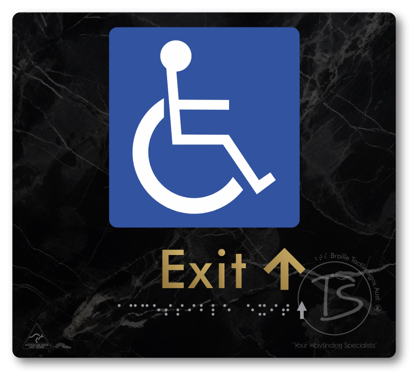 Accessible Exit with Small Directional Arrow