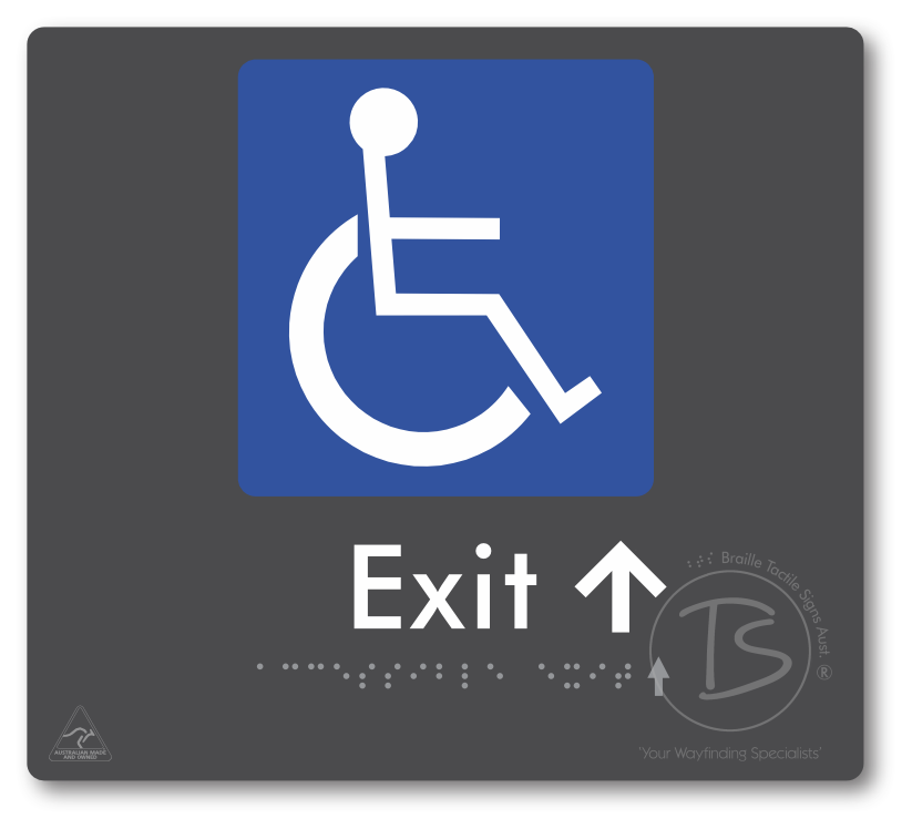 Accessible Exit with Small Directional Arrow