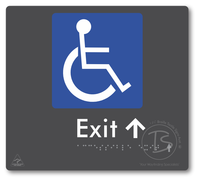 Accessible Exit with Small Directional Arrow