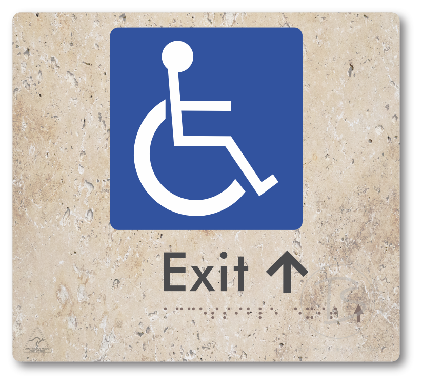Accessible Exit with Small Directional Arrow