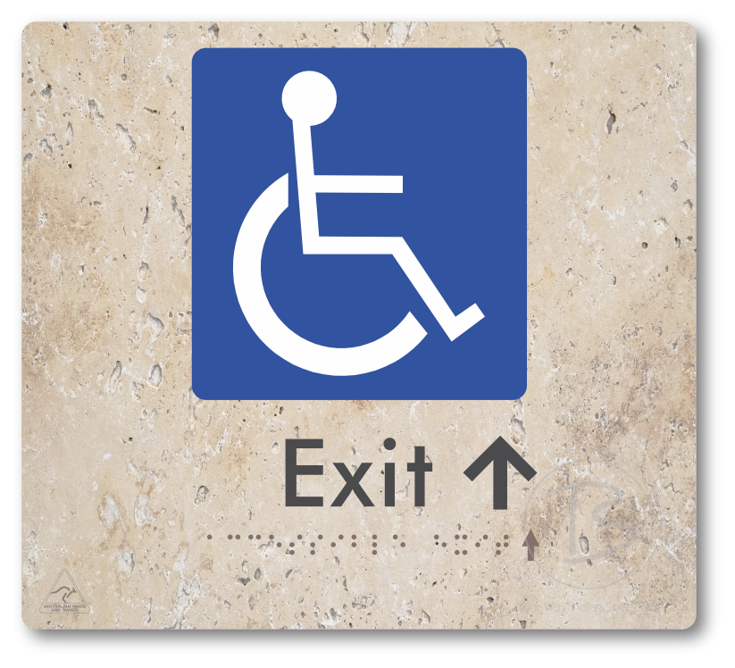 Accessible Exit with Small Directional Arrow