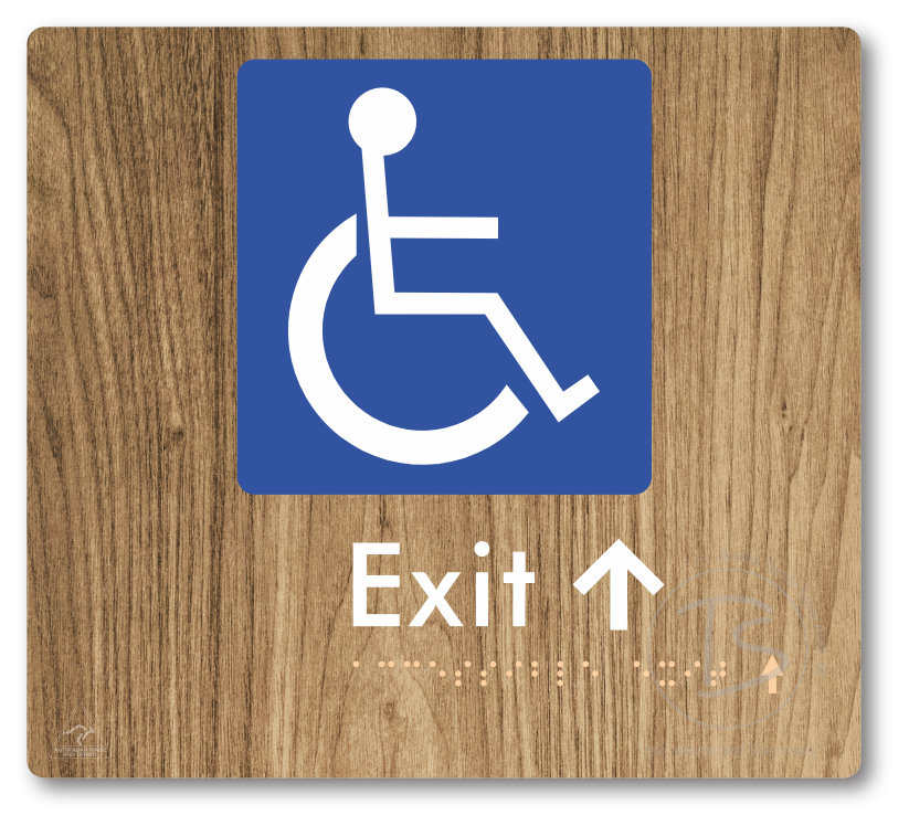 Accessible Exit with Small Directional Arrow