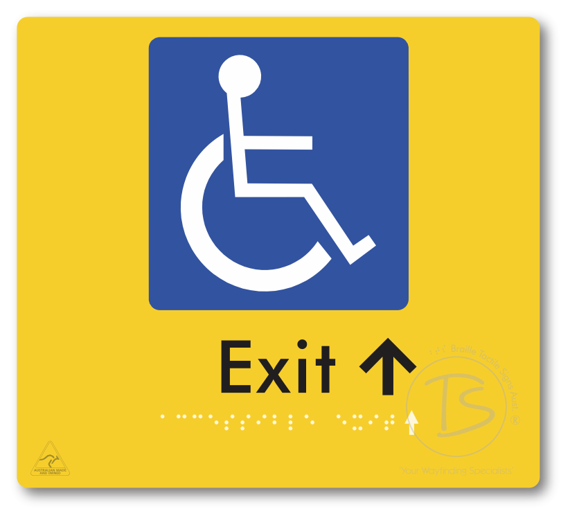Accessible Exit with Small Directional Arrow