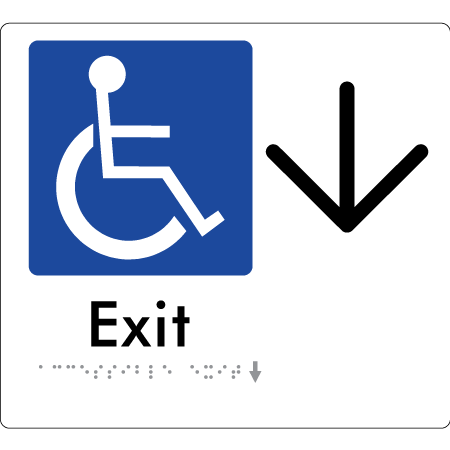 Accessible Exit with Large Directional Arrow - Braille Tactile Signs Aust.